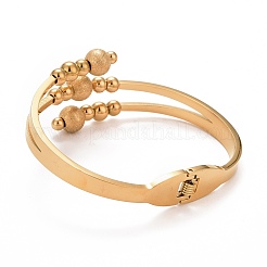 Bracciale aperto con perline a sfera in acciaio inossidabile 201&nbsp;BJEW-G648-05G