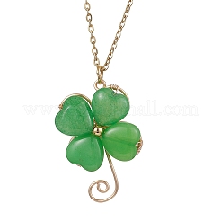 Gefärbter natürlicher malaysischer Jade-Kleeblatt-Anhänger Kleeblatt-Halsketten&nbsp;NJEW-JN05102-02