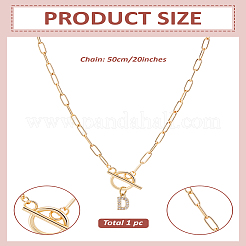 Collier avec pendentif lettre en acier inoxydable 304 et micro pavé de zircone cubique en laiton&nbsp;NJEW-LP0001-36D-G