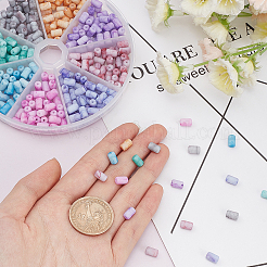 320 шт. 8-цветные непрозрачные стеклянные бусины с эффектом кракле&nbsp;FGLA-PH0001-05