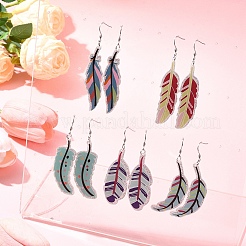 Наборы для изготовления сережек с блестящими акриловыми перьями своими руками&nbsp;DIY-FS0006-84