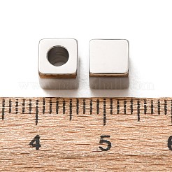 304ステンレススチールビーズ  キューブ  ステンレス鋼色  6x6x6mm  穴：3mm&nbsp;SA-CBAE384-01D-P