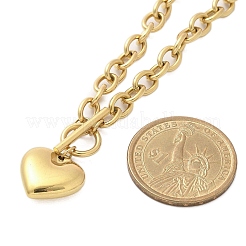 304 нержавеющая сталь кулон в форме сердца ожерелье с цепочкой для женщин&nbsp;NJEW-C084-05G
