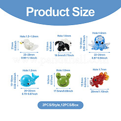 12 шт. 6 нити бусин-лэмпворк ручной работы с выпуклыми краями LAMP-BY0001-02