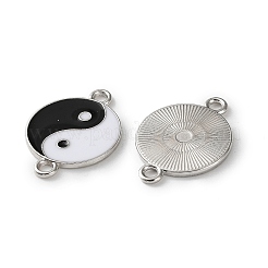Подвески-соединители инь-ян из сплава черного и белого цвета с эмалью&nbsp;PALLOY-V009-10P
