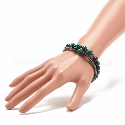 Ensemble de bracelets extensibles en perles de bois naturel et de pierre et d'hématite synthétique de style 2 pièces 2&nbsp;BJEW-JB07948