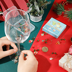 Weihnachts-Weinglas-Anhänger aus emaillierter Legierung&nbsp;AJEW-SC0002-03