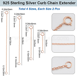 8 шт. 4 стиля удлинитель цепи из стерлингового серебра STER-BBC0007-06RG