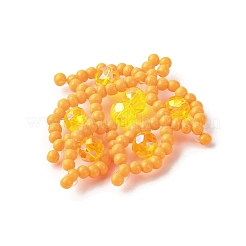 ガラスシードビーズの葉のペンダント  電気メッキガラスビーズ  オレンジ  29.5x29.5x4.5mm  穴：1.2mm&nbsp;PALLOY-MZ00527-02