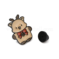 クリスマステーマの亜鉛合金エナメルピン バックパック 服用ブローチ  鹿  27x21mm&nbsp;JEWE-R003-01EB-03