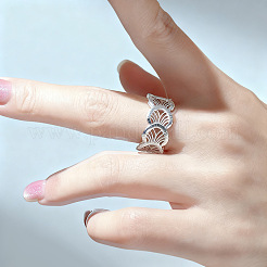 Открытые кольца-манжеты из латуни в форме полой раковины для женщин&nbsp;WG8D7EC-01