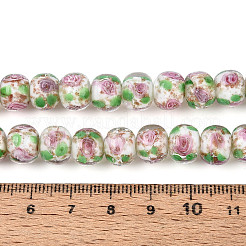 Нити бусин-рондель с внутренним цветком ручной работы в технике лэмпворк LAMP-T022-24K