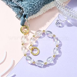 アクリル＆CCBプラスチックビーズバッグストラップ  合金スプリングゲートリング付き  バッグ用  電話の装飾  オーバル  31cm&nbsp;HJEW-JM01083-04
