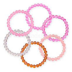 6 Stück 6 Stile 8mm Glas runde Perlen Stretch Armband Sets&nbsp;BJEW-TAC0023