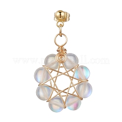 Серьги-гвоздики с цветком из синтетического лунного камня&nbsp;EJEW-JE06336-01