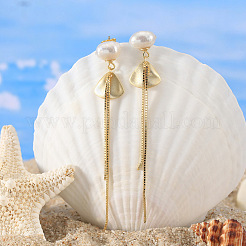 Серьги-гвоздики с натуральным жемчугом барокко EJEW-Z041-06G