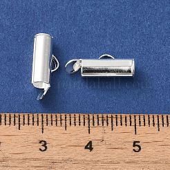 真鍮製コードエンドパーツ  カドミウムフリー＆鉛フリー  コラム  925銀メッキ  12x4mm  穴：1.5mm  内径：3mm&nbsp;FIND-Z039-22C-S