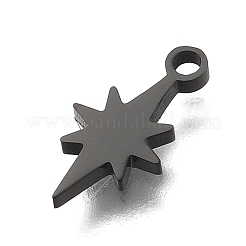 イオンプレーティング（IP）304ステンレススチールチャーム  レーザー切断  スター  ブラック  13x7x1.5mm  穴：1.4mm&nbsp;STAS-F292-04B