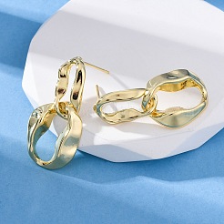 Серьги-гвоздики из латуни с подвесками EJEW-R025-13G