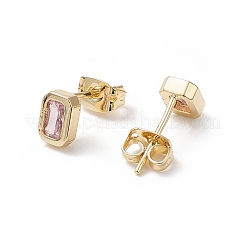 Прямоугольные серьги-гвоздики с кубическим цирконием EJEW-B014-23G