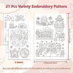 4 feuille de motifs de broderie bâton et point de 11.6x8.2 pouces&nbsp;DIY-WH0455-237