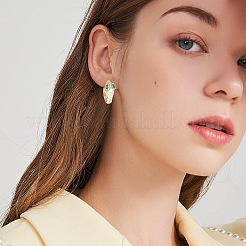 Серьги-кольца со змеей из кубического циркония с эмалью EJEW-SZ0001-87E