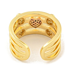 Латунное кольцо-манжета с микро-паве и прозрачным кубическим цирконием в форме сердца для женщин&nbsp;LS-RJEW-M173-09A-G