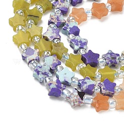 5 style de colliers de perles en jaspe impérial synthétique&nbsp;G-D095-A06