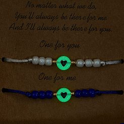 2шт плоские круглые с сердцем акриловые плетеные браслеты из бисера набор со стеклянными семенами BJEW-JB08034-05