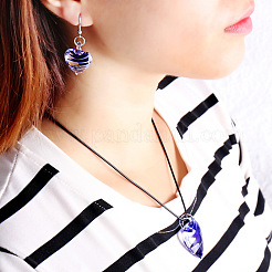 Ожерелья и серьги-подвески в виде стеклянных сердец&nbsp;FS-WG555DD-01