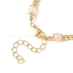 Браслеты из круглых бусин из натурального розового кварца для женщин&nbsp;BJEW-JB12875-01