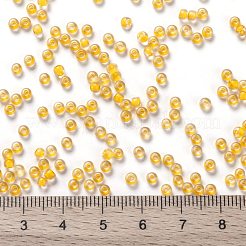TOHOラウンドシードビーズ  日本製シードビーズ  （内側に974)色のクリスタル/ヒマワリイエローの裏地  8/0  3mm  穴：1mm  約222PCS /ボトル  10 G /ボトル&nbsp;SEED-JPTR08-0974