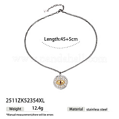 Collana con pendente occhio di Allah rosso in acciaio inossidabile 304 bicolore con pavé di zirconi cubici per donna&nbsp;WGB6C44-02
