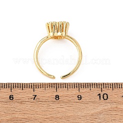 Регулируемые латунные кольца-манжеты с микропаве из кубического циркония для женщин&nbsp;RJEW-B139-01G