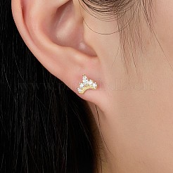 Винтажные серьги-гвоздики с короной из кубического циркония YB5527-1