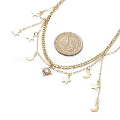 真鍮とステンレスのネックレス  月と星のペンダントネックレス  ゴールドカラー  15.59インチ（39.6cm）&nbsp;NJEW-JN04687