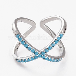 Micro ottone spianare anelli gemelli zirconi&nbsp;RJEW-C101-13G-D