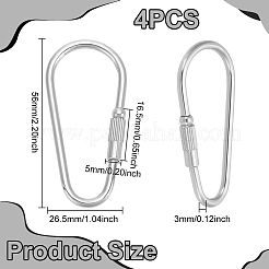 4 шт. подвески-замки с винтовым карабином из нержавеющей стали 304 STAS-UN0064-01