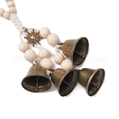 Cloche en fer et pendentifs décoratifs en alliage de style tibétain&nbsp;HJEW-JM003371-04