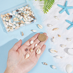 20 шт. натуральный культивированный пресноводный жемчуг и 60 шт. наборы фурнитуры из натуральных ракушек 6 стилей&nbsp;PALLOY-PH01891
