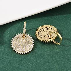 Латунные серьги-кольца из прозрачного кубического циркония EJEW-L275-17G