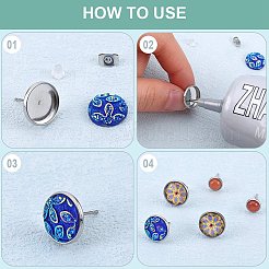 100 шт. плоские круглые серьги-гвоздики из нержавеющей стали&nbsp;STAS-SP0001-61D-P