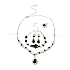 Браслеты из сплава со стразами в форме капли SJEW-M102-02S-02