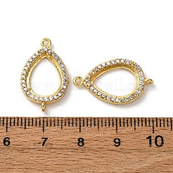 Каплевидные латунные микропаве из прозрачных кубических цирконий с коннектором и оправой из кабошона KK-NH0007-01G