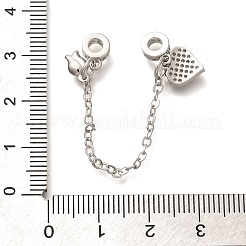 Европейские защитные цепи из латуни с прозрачным кубическим цирконием и подвесками в виде сердца и розы KK-C085-16P