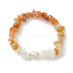 Elastische Armbänder aus Natursteinen und Süßwasserzuchtperlen für Damen&nbsp;BJEW-JB13761