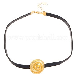Комплекты из спирального круглого сплава с колье из искусственной кожи&nbsp;FS-WG641D5-05