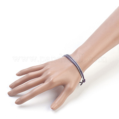 韓国ワックスポリエステルコードブ​​レスレット  グレー  2-3/4インチ（6.9cm）〜3-7/8インチ（9.8cm）  1.5mm&nbsp;BJEW-JB03783-05