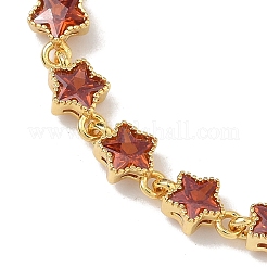 Sternförmige Messing-Pavé-Gliederkettenarmbänder mit Zirkonia-Besatz für Damen&nbsp;BJEW-P385-03G-05