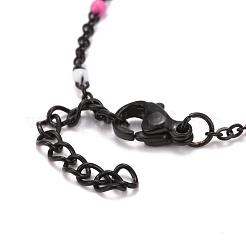 イオンプレーティング（IP）304ステンレススチールアズキチェーンネックレス  エナメルとカニカン付き  カラフル  22x0.2cm&nbsp;AJEW-K030-01EB-14